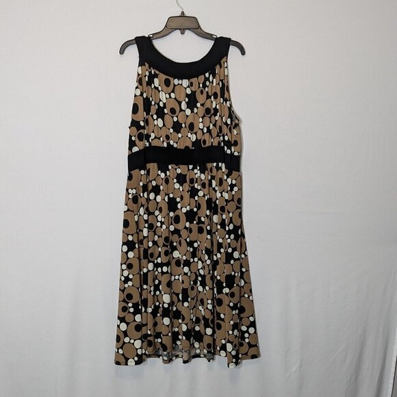 DONUTZ, Inc. Black/Brown Dots, Sleeveless Gathered Sheath Dress; Size 18W - Picture 3 of 5